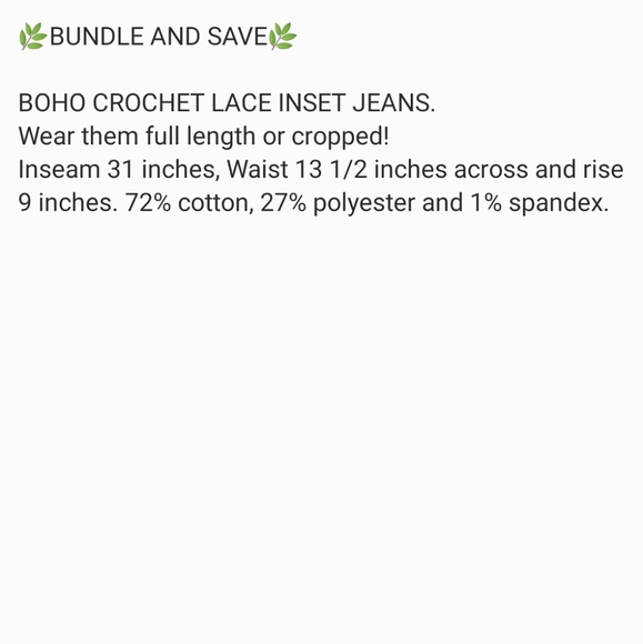 🆕🌿SUNDANCE BOHO LACE JEANS🌿 - Picture 4 of 4